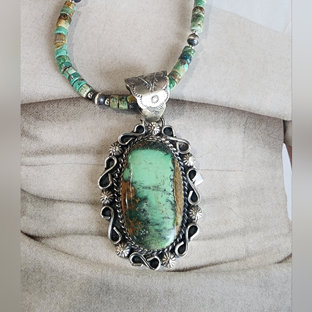 NATIVE MADE & Signed (NN) Statement PENDANT with Beautiful Accents
